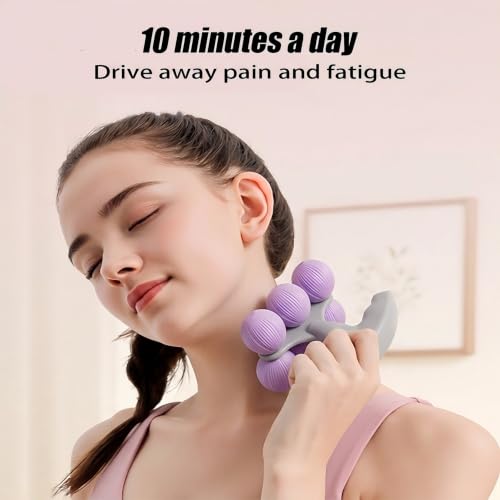 6-Wheel Handheld Massage Roller for Muscle Pain Relief (Purple) - color: Purple