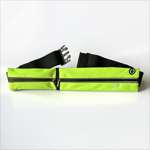 Slim Running Belt Waist Pack for Men Women, Sports Bags, Bum Bags, Water Resistant Fanny Pack with Headphone Port & Reflective Strip, Adjustable Pouch Phone Holder for Workout, Hiking(Neon Green)