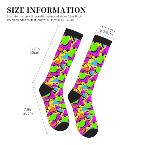 Compression Socks Knee High Circulation Support Socks For Women Men Athletic Running Hiking Cycling - color: Retro 80s 90s