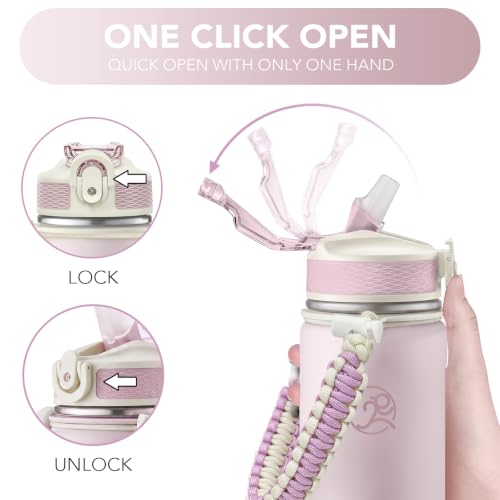 GOSWAG 24oz Insulated Stainless Steel Travel Water Bottle, 2 Lids - color: Matte Pearl Pink