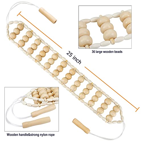 2 in 1 Wood Therapy Massage Tools, Massage Stick+ Back Massager Roller Rope - style: Back Massager+Massage Stick
