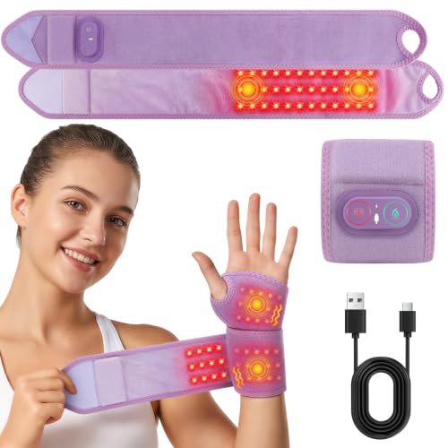WoloyHeatie Wrist Heating Pad Red Light Massage Carpal Tunnel, Purple - color: Purple