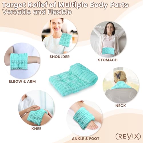 REVIX 6 * 12" Moist Heating Pad Microwavable, Reusable Microwave Heating Pads for Joints, Weighted Heat Packs with Flaxseeds for Shoulders, Neck, Back, Unscented (Pack of 2) - size: 6 x 12" (Pack of 2), style: Green