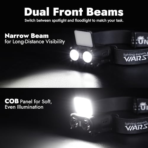 WARSUN Rechargeable Headlamp – 800 Lumens LED Headlamp with COB, Motion Sensor, 5 Modes, Clip-On Cap Light with Hat Clip & Bike Strap Mount, Multi-Use for Camping, Hiking, Repair - color: Khaki