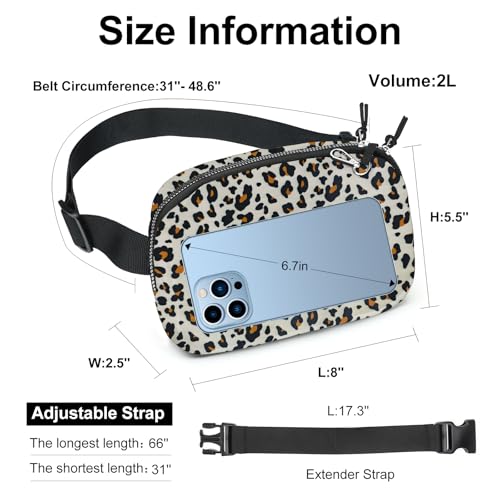 Mini Belt Bag for Women, RFID Small Fanny Pack, Womens Fashion Waist Packs with Extender Strap, Crossbody Bum Bags - color: J09-Beige Leopard