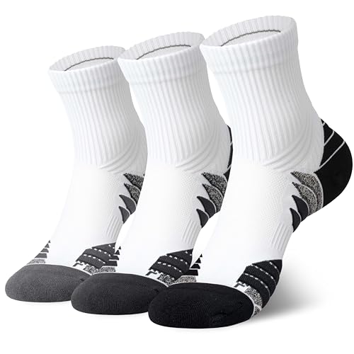 Hylaea Mens Quarter Running Socks for Athletic with Cushion Wicking Coolmax - color: Light Grey Dark Grey Black 3 Pairs, size: X-Large