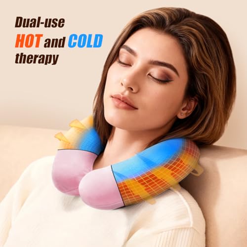 U-Shaped Hot Water Bottle with Fleece Cover 850ML Hot & Cold Water Bag Therapy Heating Pad for Pain Relief Neck Shoulder Hand Warmer Relaxing Protection Pink - color: Pink