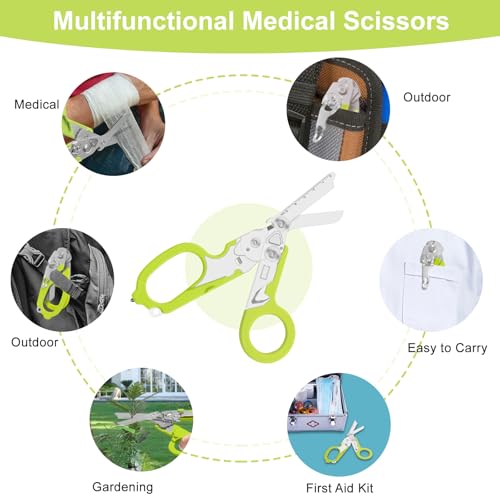 6-in-1 Heavy-Duty Emergency trauma shears (Green) - color: Green
