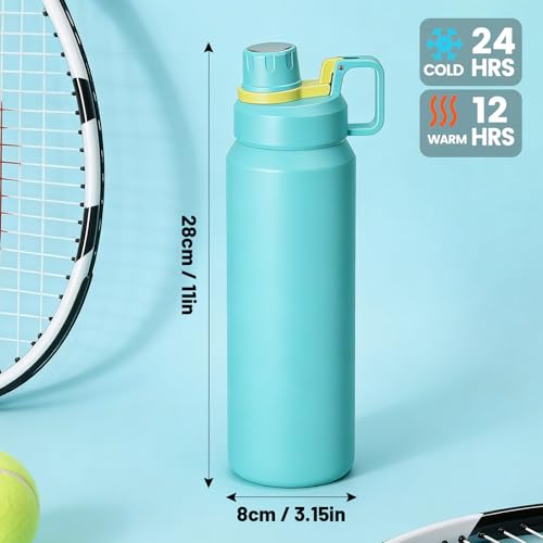 30oz Blue Insulated Water Bottle with Carry Handle for Gym & Commute - color: Blue