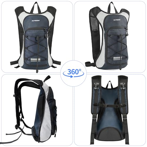 OUTSKIRT Hydration Backpack with 2L Water Bladder, Lightweight and Breathable Running Hydration Pack, Water Backpack for Hiking, Cycling, Trail Running, Marathons & Outdoor Adventures for Men Women
