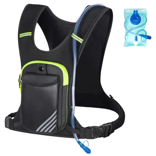Running Hydration Vest Backpack Chest Bag with 800 ML Water Bladder, Minimalist Lightweight Running Vest for Women Men with Phone Holder, Extra Storage for Hiking Cycling Marathon