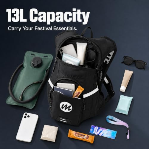 Moman Rave Backpack, 2L/68 fl oz Hydration Pack with BPA-Free Bladder