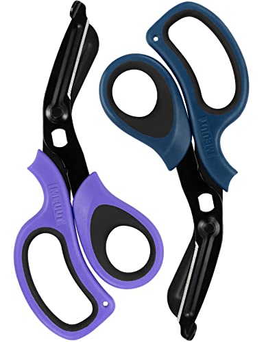 MEUUT Medical Scissors 2-Pack Trauma Shears for Nurses All Purpose Scissors - color: Purple+navy