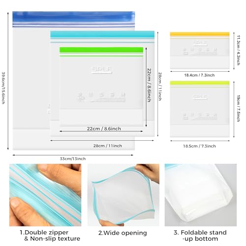 SPLF 12 Pack Reusable 2 Gallon Freezer Bags Dishwasher Safe - size: 12 Pack-2 Gallon
