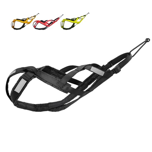 Dog Sled Harness Waterproof Nylon with Reflective Strips Durable Running Harness for Large Dogs (Black, XXL) - color: Black, size: XXL