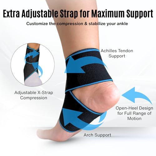MDUB Ankle Support Wrap 1 Pack, Achilles Tendonitis Pain Relief Planter Fasciitis Support Brace, Hiking, Soccer, Basketball, Running, Tennis, Volleyball & Pickleball