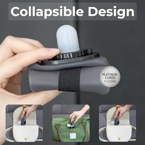 Handheld Running Water Bottle, Collapsible Silicone Foldable 350mL - color: Translucent Gray