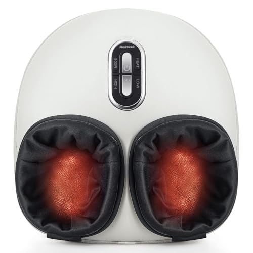 Nekteck Shiatsu Foot Massager with Heat & Air Compression Deep Kneading - color: Beige, size: Large