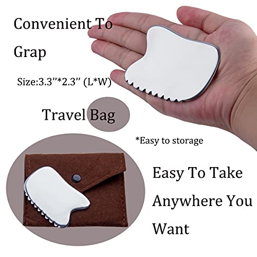 wuyaoyao Stainless Steel Gua Sha Facial Tool 4-Edge Gua Sha Scraping Massage Tool Gua Sha Tools for Anti Cellulite, Face Lifting, Lymphatic Drainage, Soft Tissue(F)