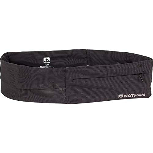 Nathan Zipster Running Belt for Men and Women, Bounce Free Waist Pack, Running Fanny Pack Women, Pockets with Zippers, Fits All iPhones - color: Black, size: Medium