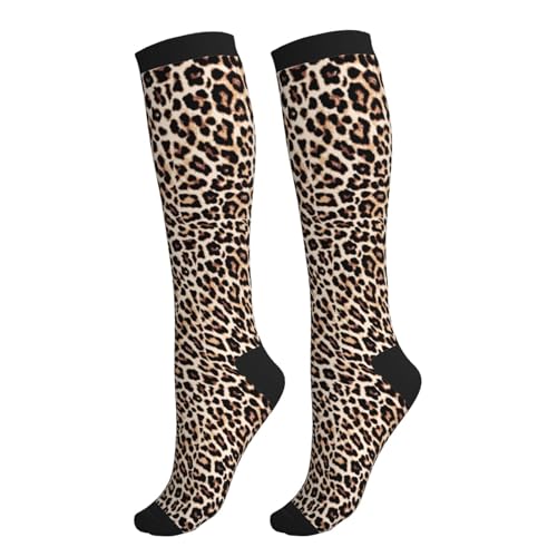 Avocado Compression Socks Women Men Knee High Stock for Running Work Support Nurses Travel - color: Cheetah Leopard
