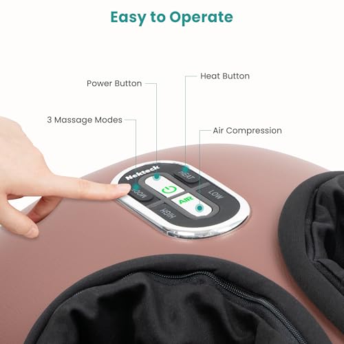 Nekteck Shiatsu Foot Massager with Heat & Air Compression Deep Kneading - color: Brown, size: Large