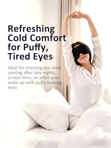 Cooling Gel Eye Mask for Puffy Eyes, Migraine & Headache Relief, Full Eye-Area Cold Compress for Eyes & Temples, FSA Eligible HSA Reusable Eye Ice Pack for Swelling & Post-Surgery Recovery - color: Black