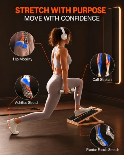 Frylr Slant Board for Exercise with Complete Mobility Kit, Foot Stretcher, Portable Foldable Wooden Wedge with 500 lb Capacity, Non-Slip Design, Carry Handle for Home, Gym and Office - style: Board + Bands + Balls