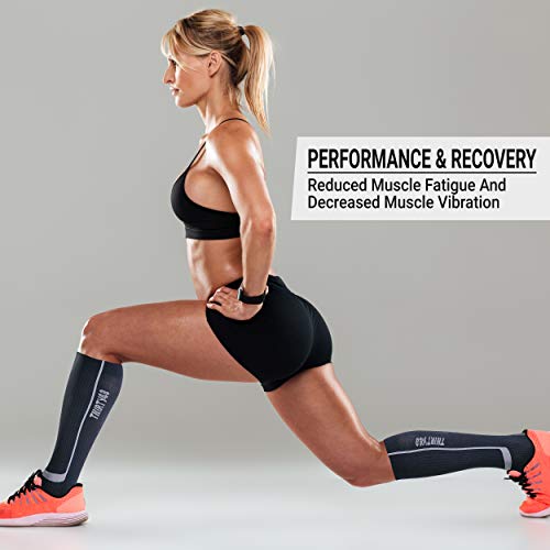 Thirty48 Elite Compression Socks Women & Men Graduated 20-30mmHg - color: [1 Pair] Green/Grey, size: Small-Medium