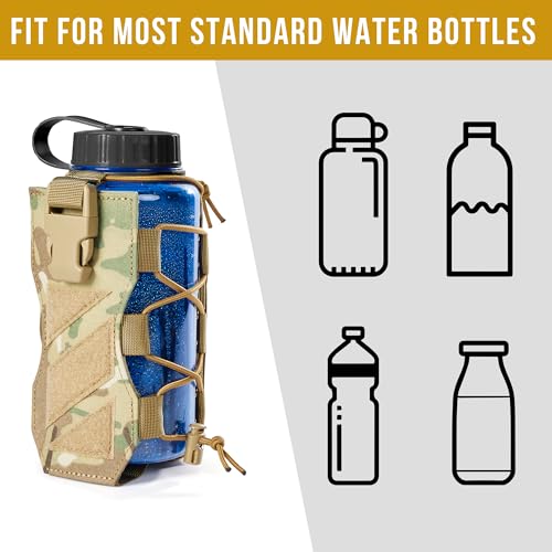 OneTigris MOLLE Water Bottle Pouch Holder, Adjustable 18-32 oz Holster - color: CamoC