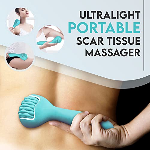 ScarRoller Scar Tissue Massager for Post-Surgery Recovery, Silicone Ice Massage for Post-Surgery Incision & Swelling, Vibrating Joint Roller for Improved Range of Motion Designed by Physical Therapist - color: Teal