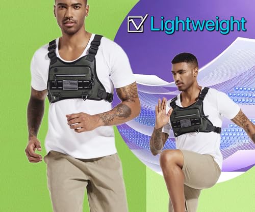 Chest Bag For Men and Women Water Resistant Running Vest Tactical Chest Bag Pack for Sports Outdoor (Black)