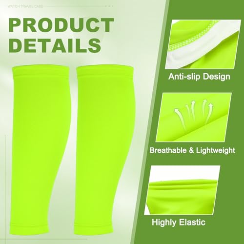 Sun Protection Leg Sleeves, Sports Compression Leg Cooling Ice Silk Sleeves with Anti-slip Silicone Strips - color: Green