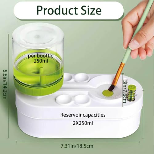 Upgraded Paint Brush Cleaner Tool,Brush Rinser Cup Painting Running Water Circulation Art Supplies for Acrylic,Watercolor and Water Based for Adults Artist Beginners and Kid(Green) - color: Green