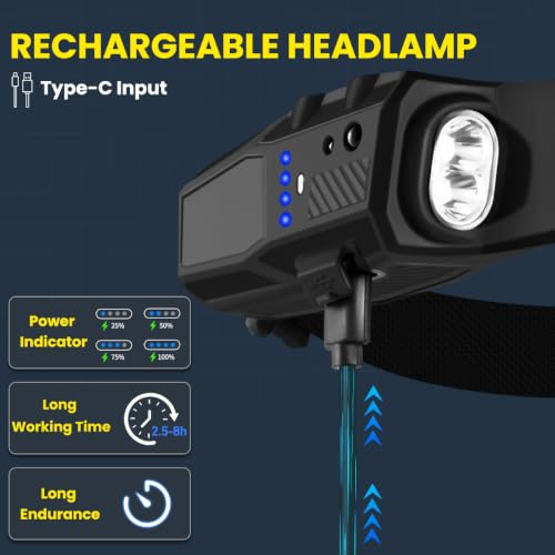 KYEKIO 6Pack 7Modes LED Headlamp Rechargeable with Red Light for Adults - size: 6 Pack