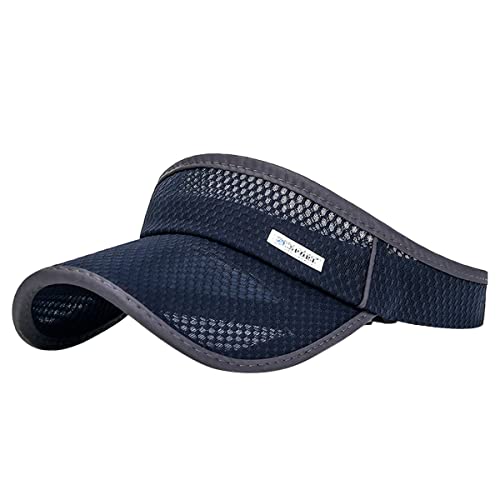 Outdoor Sport Cap Wide Brim UV Protection Breathable Adjustable Baseball Cap for Beach Golf Running Tennis - color: 1#dark Blue