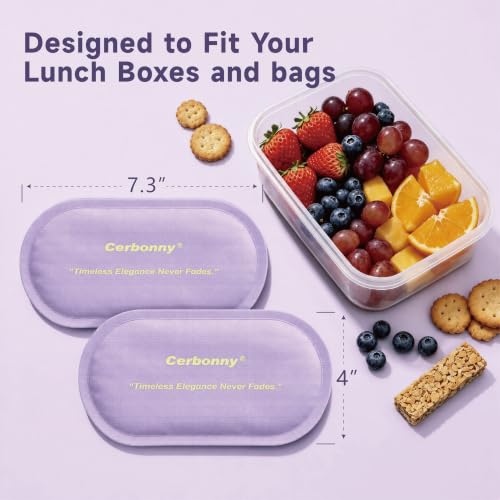 Cerbonny Slim Ice Packs for Lunch Boxes,Reusable, 2 Pack, Lavender Purple - color: Purple