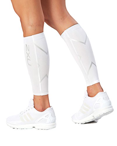 2XU Compression Calf Guards, White/White, Medium