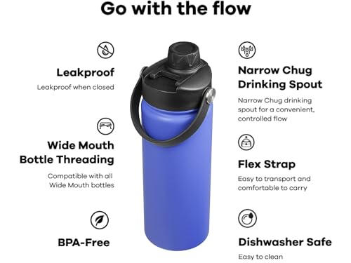 Lid for Hydro Flask 32 40 oz Wide Mouth, Replacement Lids Compatible with Hydro Flask Wide Mouth Water Bottle, Top Spout Lid with Handle, Wide Mouth Lid Chug Cap Accessories - color: Black+Alpine - 1 Pack