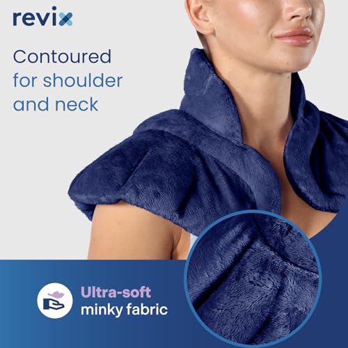 REVIX Microwave Heating Pad for Neck & Shoulders, Weighted Moist Heat Wrap - color: Navy