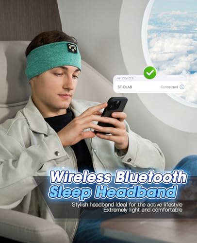 Sleep Headphones Wireless, Bluetooth Headband Sports Sleeping Headphones Sleep Mask Earbuds Breathable Music Headband with Bluetooth 5.4, Perfect for Side Sleepers Sleeping Travel Workout Running - color: LightGreen