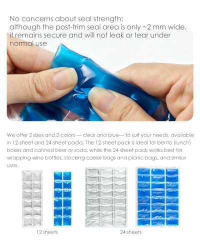 SportEmblema Flexible 2 Pack Small Ice Pack for Bento Lunch Boxes & Cooler - color: Blue