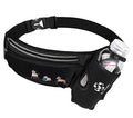 Running Belt Sport Waist Pack/Pouch w/Water Bottle Holder Hydration Fanny Pack Reflective Stripes Cellphone Storage Earphone hole for Dog walker Hiking Travel Adjustable (Black with Dog Prints) - color: Black with Dog Prints