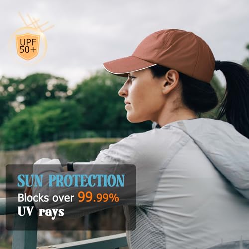 Waterproof Baseball Cap for Men Women UPF 50+ Quick-Dry Running Golf Hat - color: Caramel