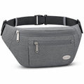 Entchin Water-Resistant Fanny Pack, 4-Zipper Belt Bag - color: Grey