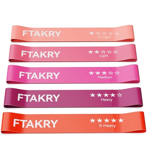 Resistance Bands for Working Out, Exercise Bands with 5 Resistance Levels, Natural Latex Resistance Bands Designed for Home Fitness, Strength Training and Flexibility Exercises - color: Pink
