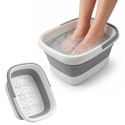 Collapsible Foot Soaking Tub Foldable Foot Bath Soak Tub Basin for Home Spa - color: White