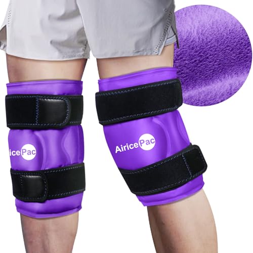 AiricePac Ice Pack for Knee Pain Relief, Reusable Gel Ice Wrap for Injuries, Swelling, Knee Replacement Surgery, Cold Compress Therapy for Arthritis, Meniscus Tear and ACL, Purple - style: PURPLE 1 PACK