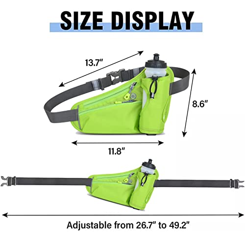 HOTEMIA Fanny Pack with Water Bottle Holder, Hydration Running Belt for Men Women Adjustable Strap Waist Bag Suitable for Hiking Running Walking Jogging Camping (Bottle Not Included) (Green) - color: Green
