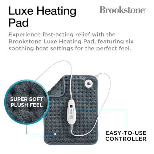 Brookstone Herringbone Portable Heating Pad, 16 x 12 in, Gray - color: Gray
